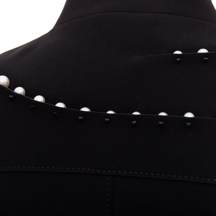 NOIR KEI NINOMIYA 2015 matte black beaded pearl biker jacket S