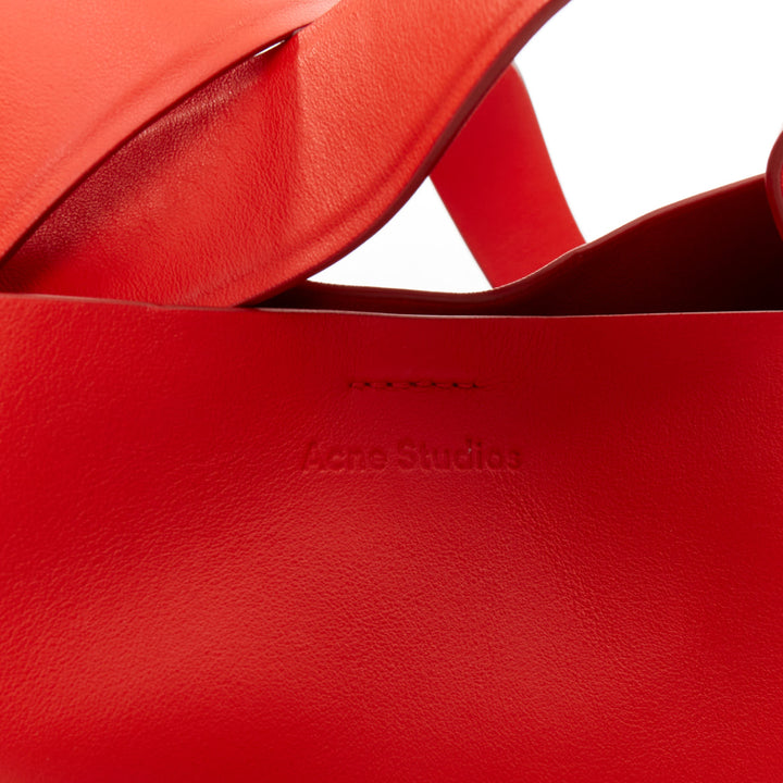 ACNE STUDIOS Musubi Mini red smooth leather ribbon side top handle bag