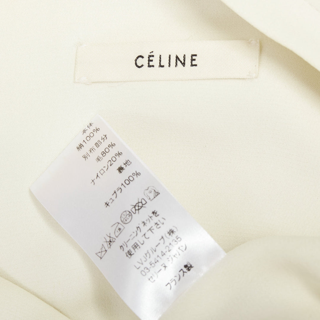 OLD CELINE Phoebe Philo cream taupe silk wool felt drop waist shirt dress FR38 M