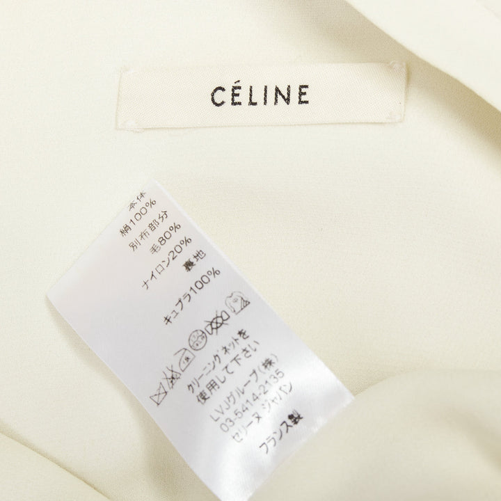 OLD CELINE Phoebe Philo cream taupe silk wool felt drop waist shirt dress FR38 M