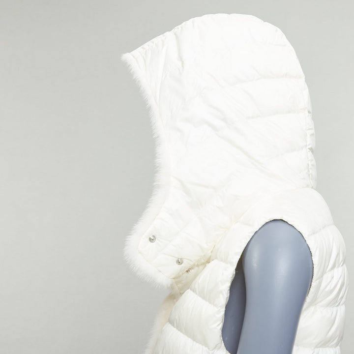 MONCLER Beurre Gilet cream fur trim goose down puffer vest Sz1