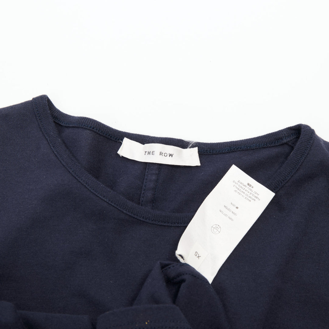 THE ROW black long sleeve seam back soft cotton jersey basic crew neck top XS