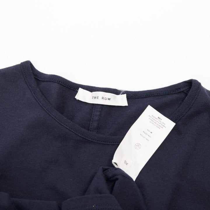 THE ROW black long sleeve seam back soft cotton jersey basic crew neck top XS