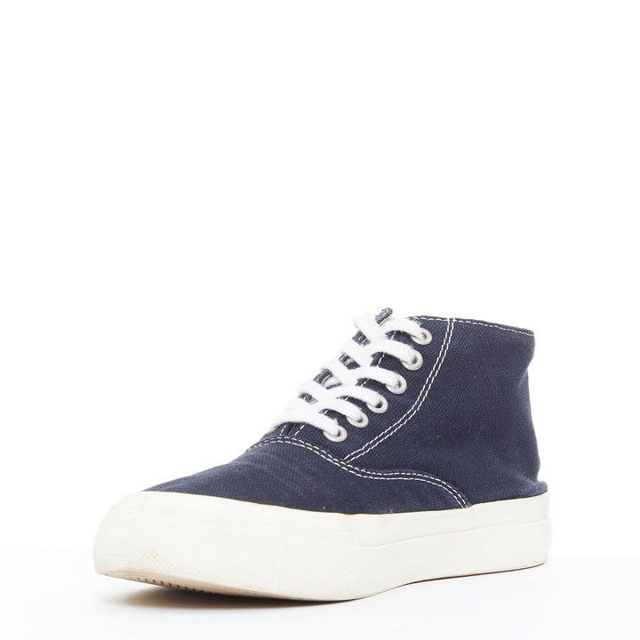 COMME DES GARCONS Homme navy canvas mid top skate sneakers EU39