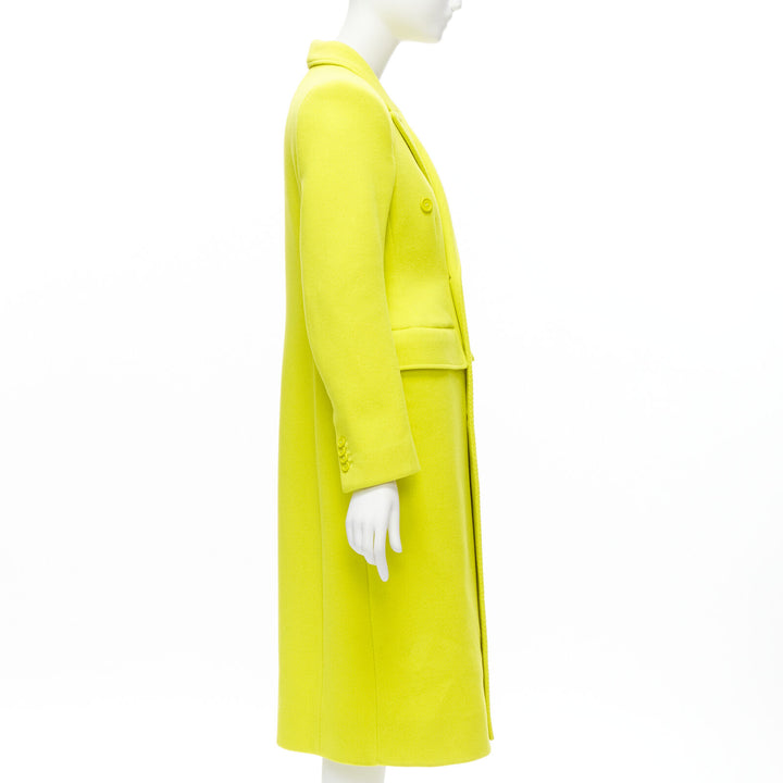 BALENCIAGA Hourglass bright yellow wool double breasted peplum coat FR34 XS