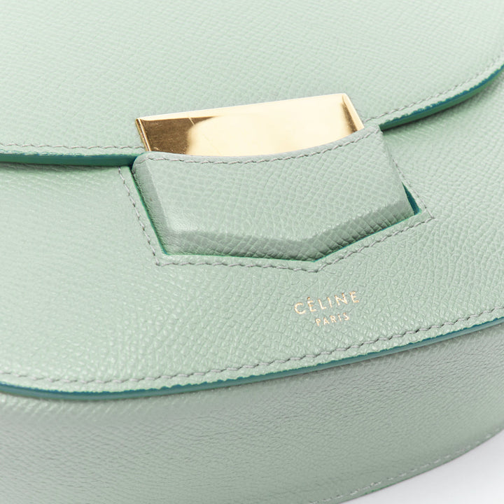 CELINE Trotteur mint green grained leather gold hardware small crossbody bag