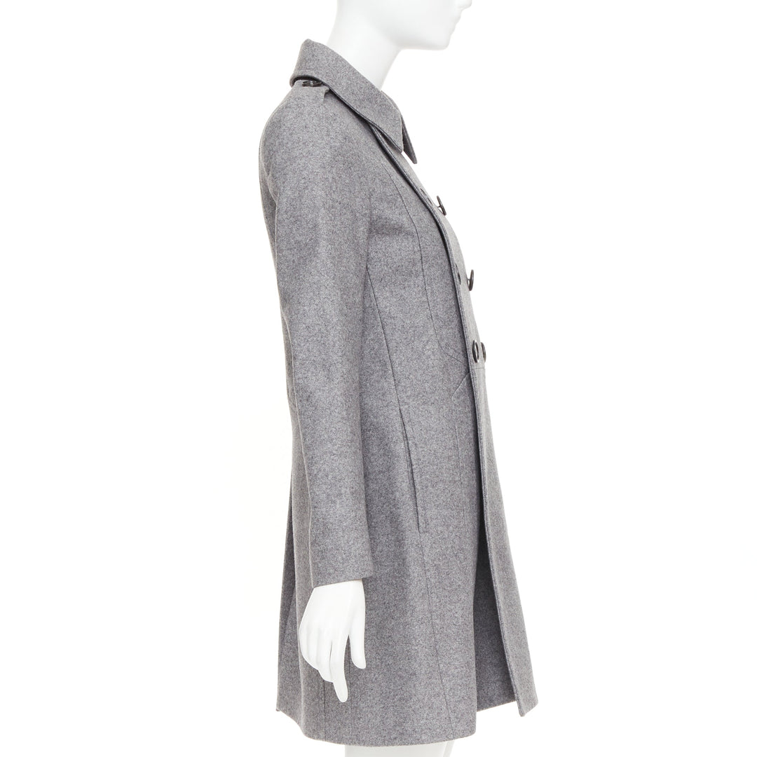 DIOR HOMME grey speckled wool blend felt double breasted epaulet coat FR38 M