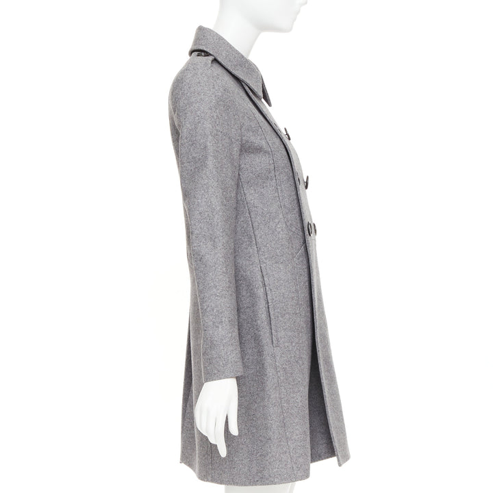 DIOR HOMME grey speckled wool blend felt double breasted epaulet coat FR38 M