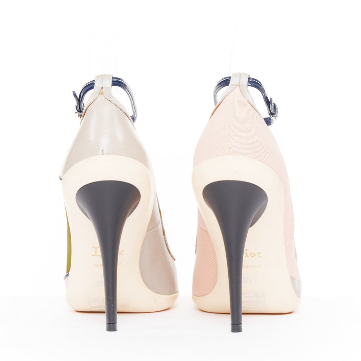 rare CHRISTIAN DIOR 2014 Runway Raf Simons sportif multi satin patent pumps EU37