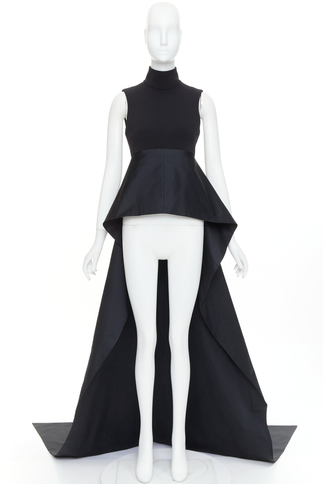 rare ALEXANDRE VAUTHIER COUTURE SS2025 Runway black taffeta train high low top