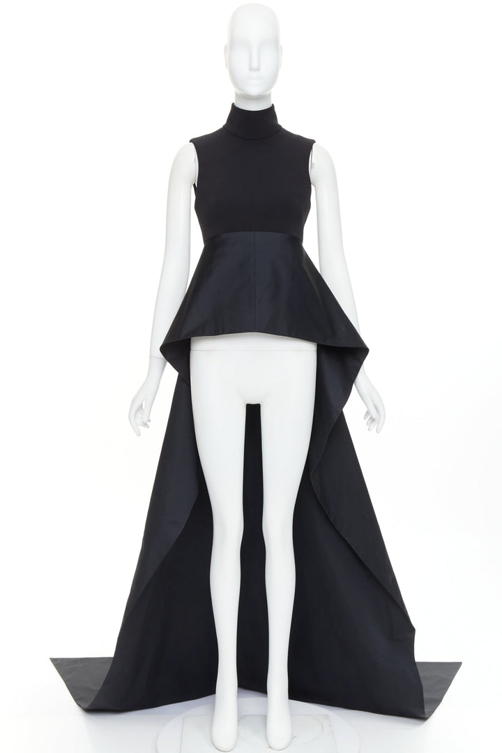 rare ALEXANDRE VAUTHIER COUTURE SS2025 Runway black taffeta train high low top