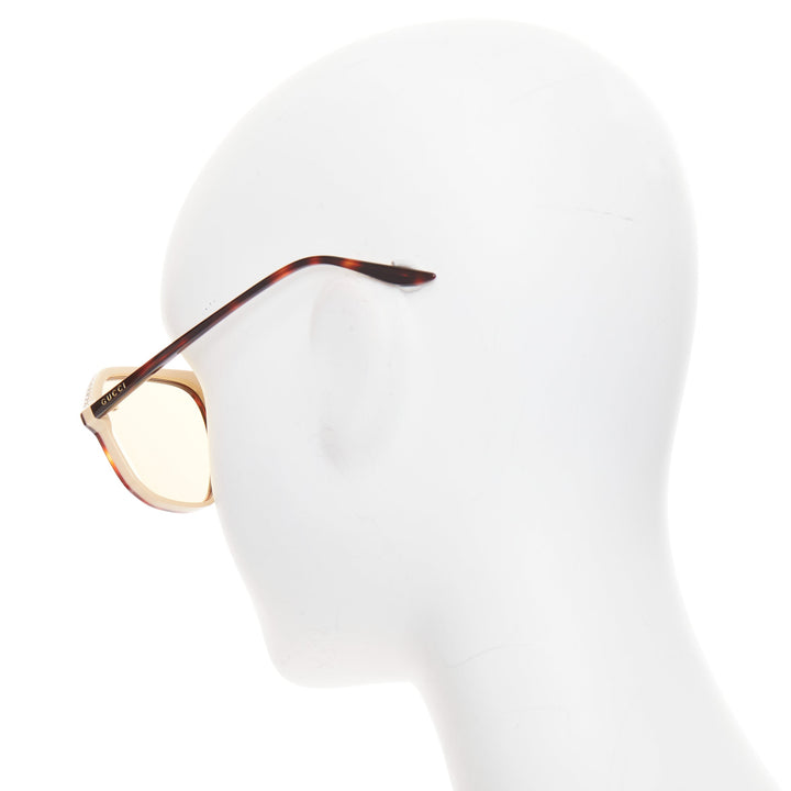 GUCCI GG0734S crystal GG logo brown tortoise acetate sunnies