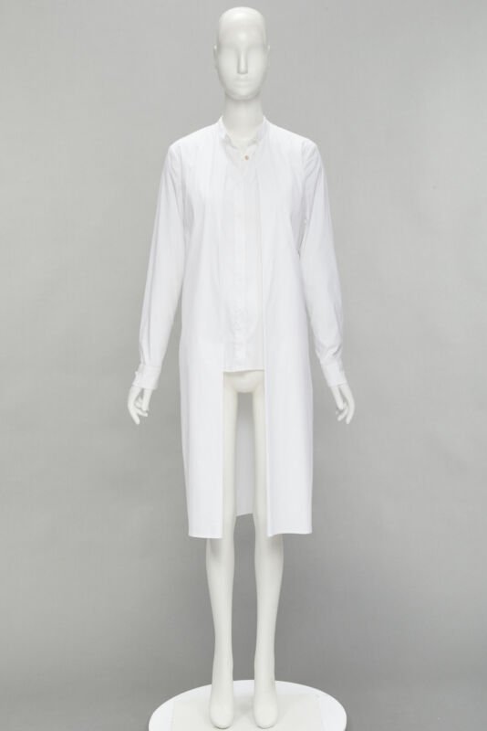 ROSETTA GETTY white cotton blend high low layered shirt US6 M