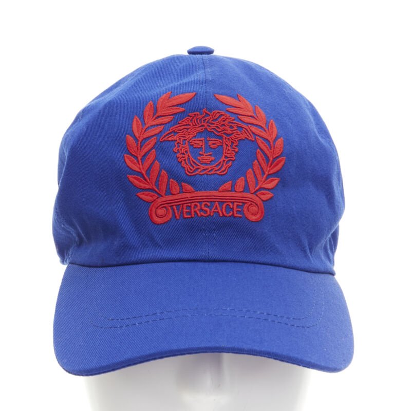 VERSACE blue red vintage Medusa logo embroidery baseball hat 58cm M 7 1/4
