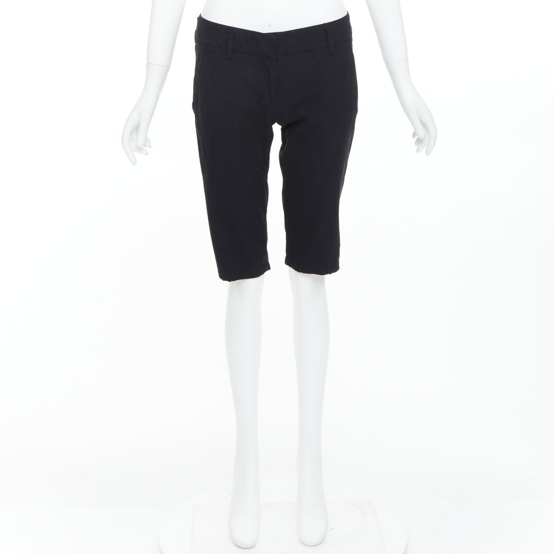PRADA 2007 Vintage Linea Rossa black logo cropped shorts IT40 S