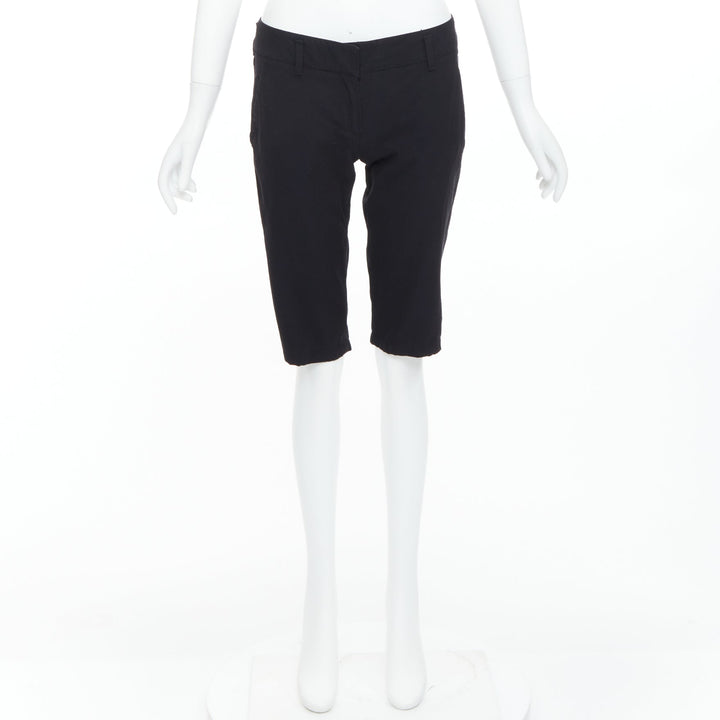 PRADA 2007 Vintage Linea Rossa black logo cropped shorts IT40 S