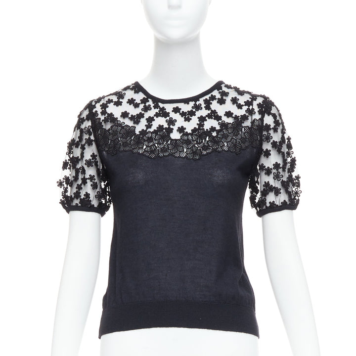 Female mannequin wearing Giambattista Valli Black Cashmere Women Top in Size IT38 | Available at JHROP