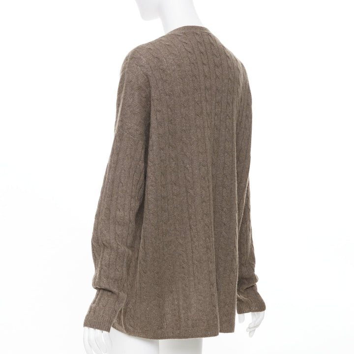 REFORMATION Giusta brown recycled cashmere blend cable knit cardigan sweater XS