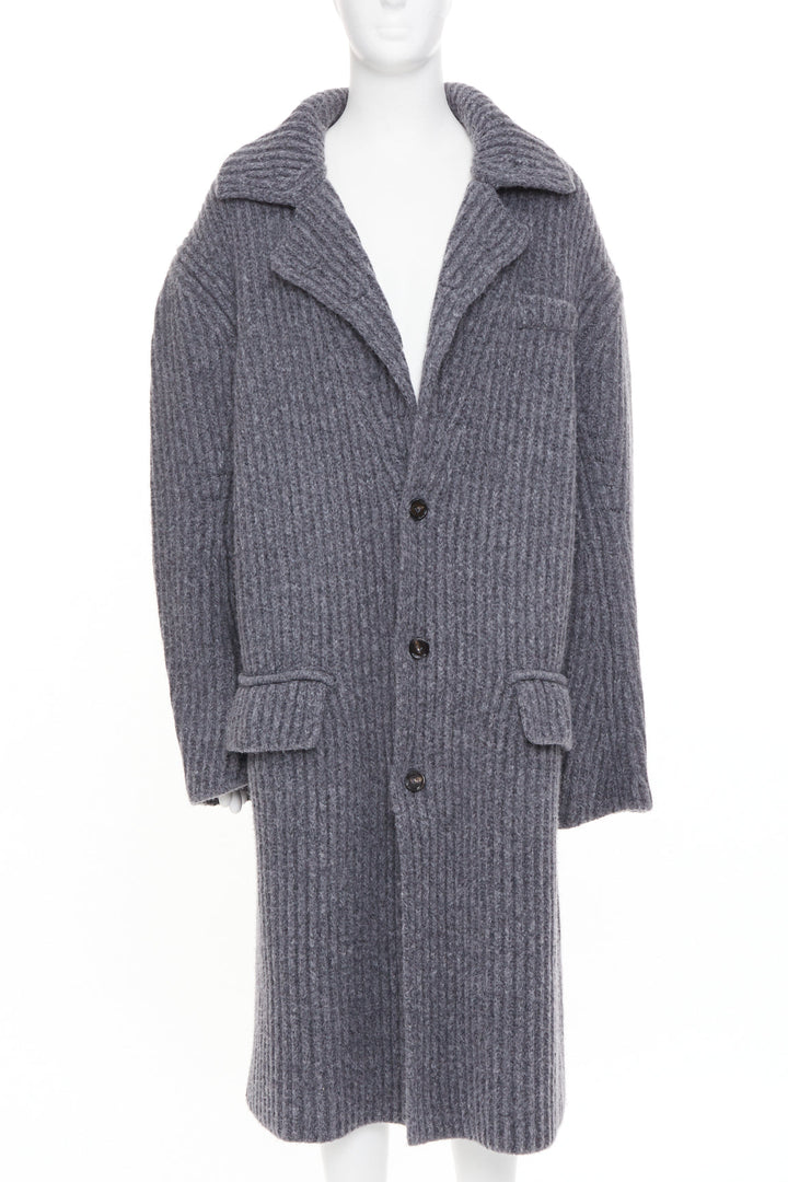 BOTTEGA VENETA 2022 Runway Felted Wool Knitted Coat grey melange coat M
