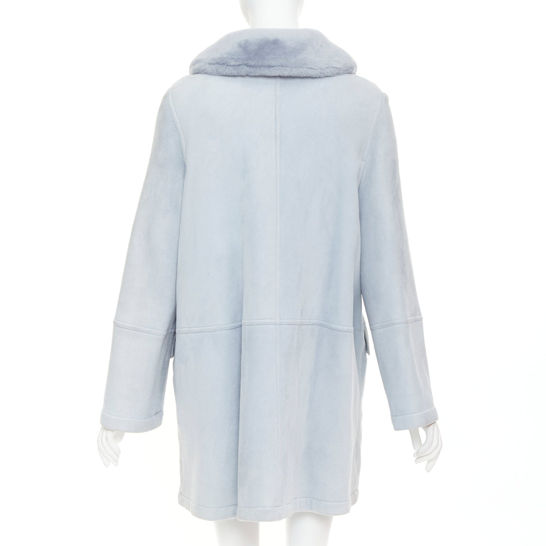 CHRISTIAN DIOR Vintage 2017 John Galliano powder blue dyed rabbit fur coat S