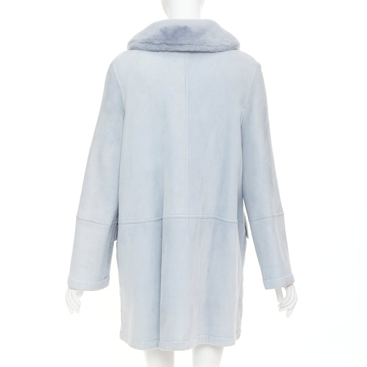 CHRISTIAN DIOR Vintage 2017 John Galliano powder blue dyed rabbit fur coat S