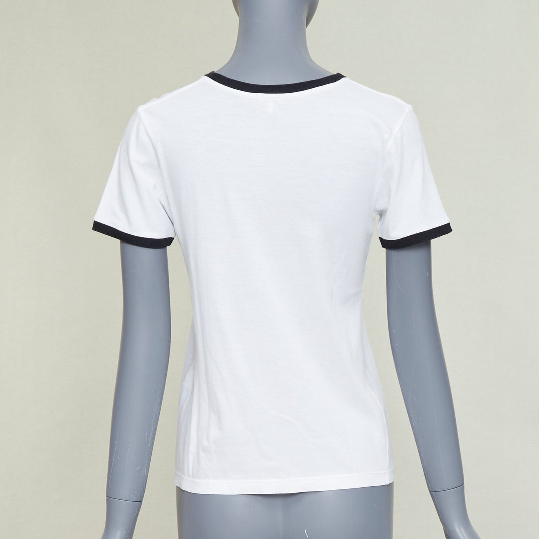 LOEWE 2024 white black Anagram embroidered slim-fit ringer tshirt S