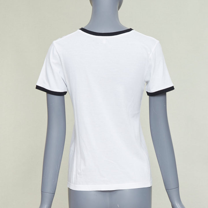 LOEWE 2024 white black Anagram embroidered slim-fit ringer tshirt S