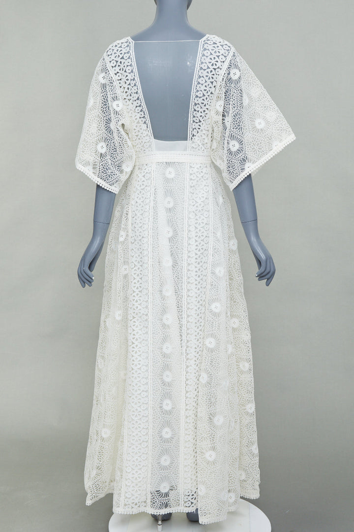 CHRISTIAN DIOR 2023 patchwork cutout floral embroidery lace maxi dress FR38 M