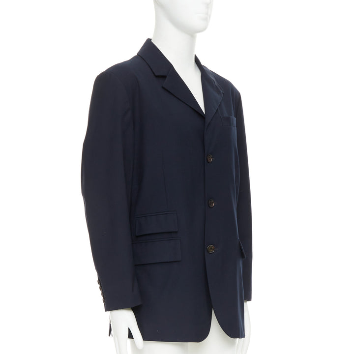 RALPH LAUREN Purple Label navy twill 3 flap pockets double vent coat XL