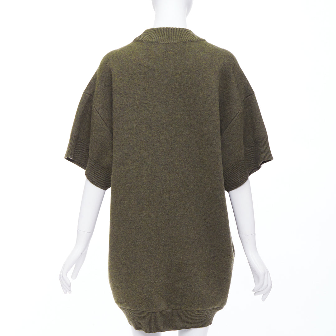 BALENCIAGA 2016 moss green wool blend boxy sweater dress FR36 S