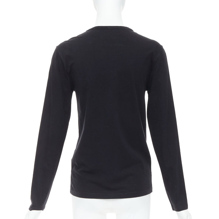MONCLER red grey painted graphic black logo long sleeve tshirt