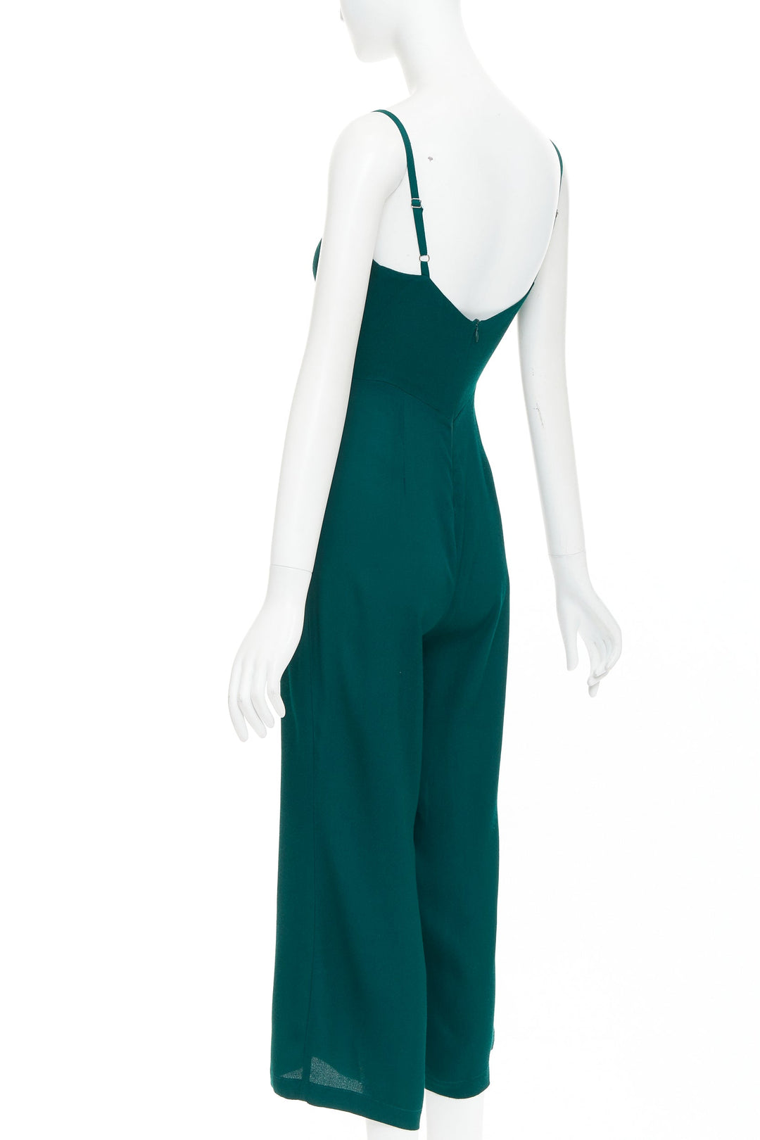 REFORMATION forest green viscose blend square neck cropped jumpsuit US0 XS