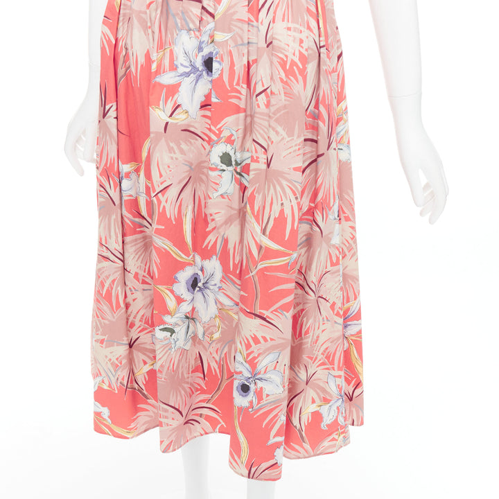 VALENTINO Hawaiian Couture Ruway coral tropical applique shirt dress Sz4 S