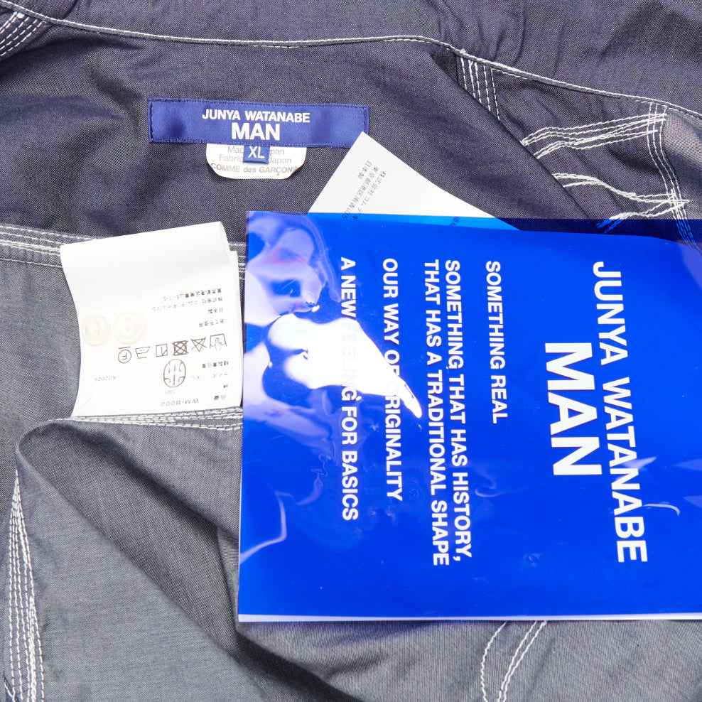 JUNYA WATANABE MEN 2024 navy white cotton twill contrast stitch work shirt XL