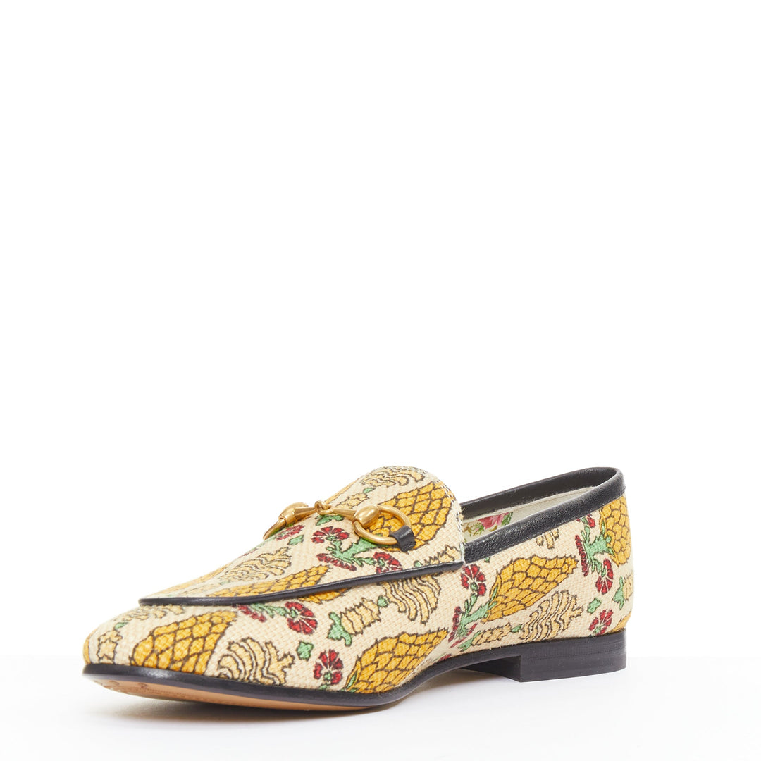 GUCCI 2019 Jordaan Garden Livia Carpenzano Pineapple canvas horsebit loafer EU37