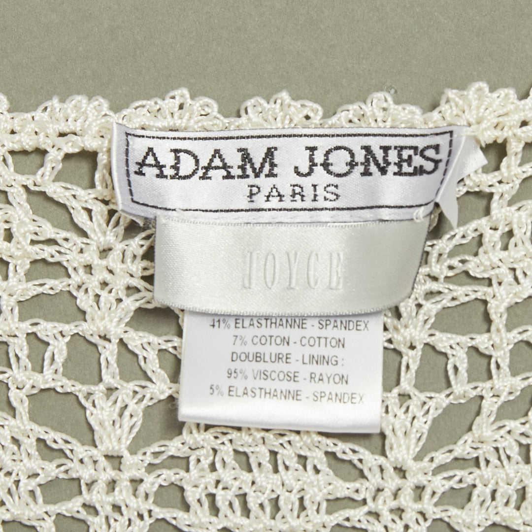 ADAM JONES 2000s floral openwork lace applique beige crochet knit tank M