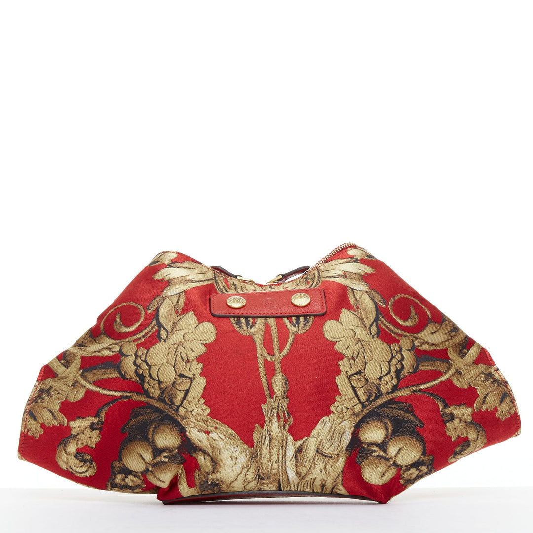 ALEXANDER MCQUEEN De Manta Angels Demons Grinling Gibbons red gold jacquard bag