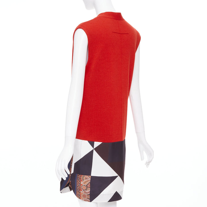 GIVENCHY Tisci 2013 Runway red black wool cotton silk paisley vest dress XS
