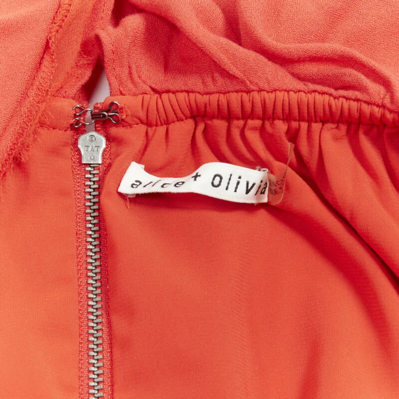 ALICE OLIVIA frayed edge ruffle collar lace trim maxi dress US2 S