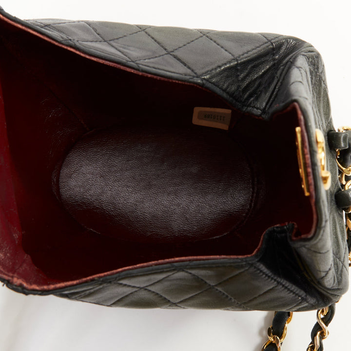 CHANEL 1990 Foldover Diamond Quilted dark grey lambskin mini bucket bag