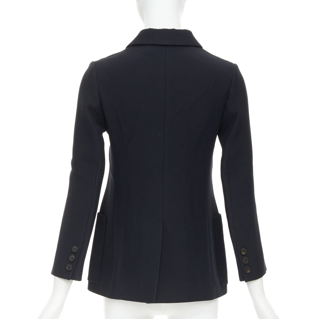DIOR Marlene  black wool silk classic double breasted bar jacket blazer FR36 S