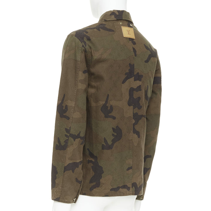 rare LOUIS VUITTON SUPREME 2017 green monogram camo jacquard chore jacket FR44