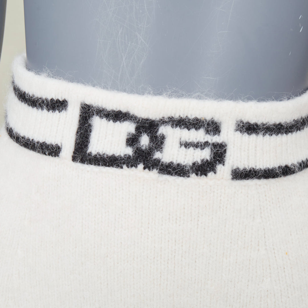 DOLCE GABBANA 2022 DG Knitted Skirt white alpaca cashmere logo skirt IT38 XXS