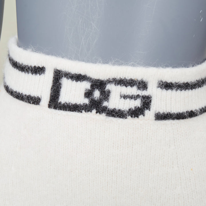 DOLCE GABBANA 2022 DG Knitted Skirt white alpaca cashmere logo skirt IT38 XXS