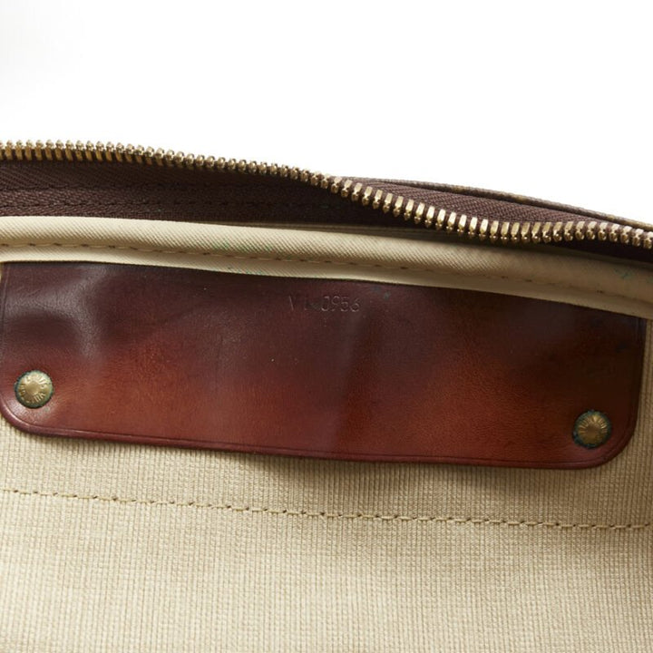 LOUIS VUITTON VIntage Alize brown monogram leather trim 2 compartment bag