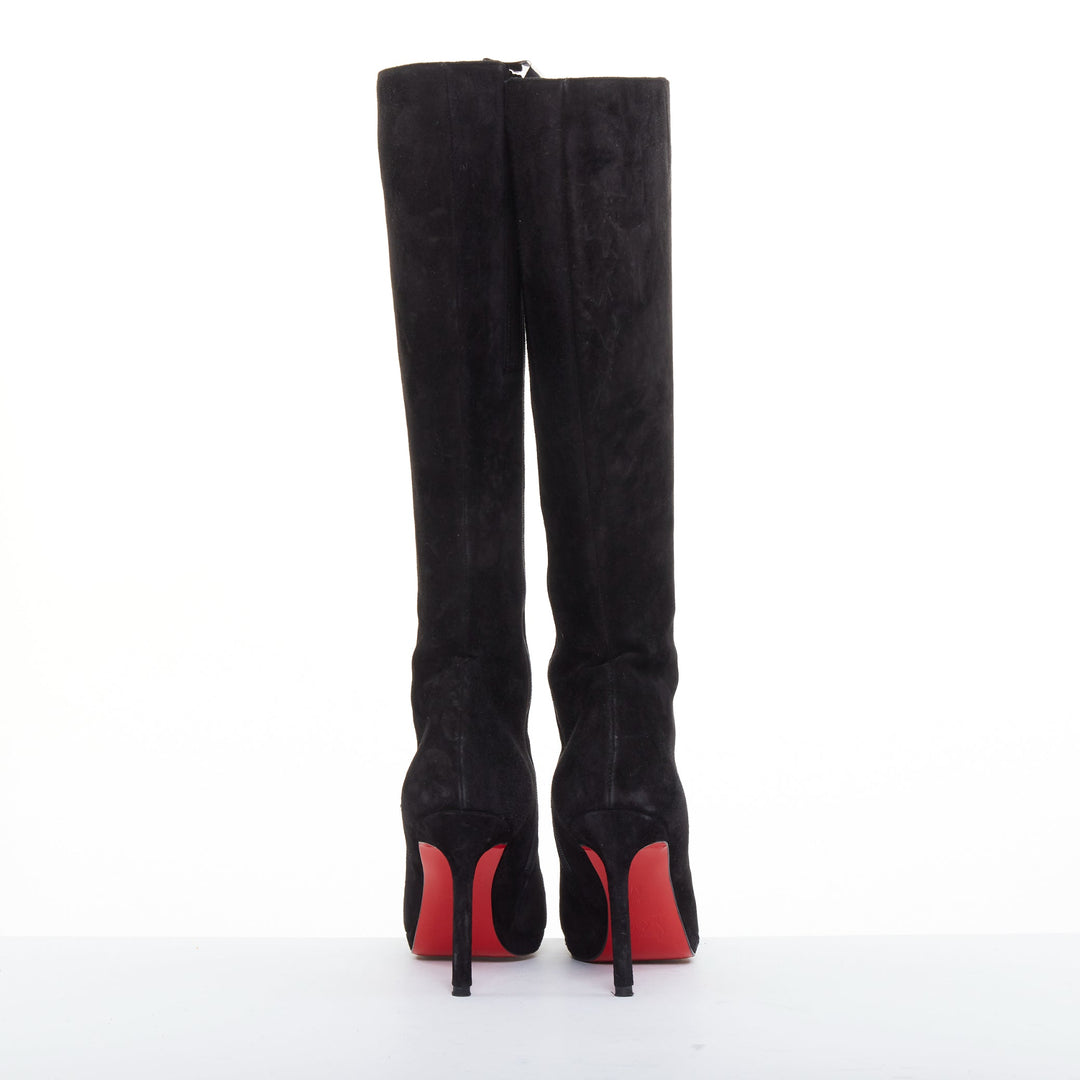 CHRISTIAN LOUBOUTIN Botalili 100 veau velour black suede platform boots EU37.5