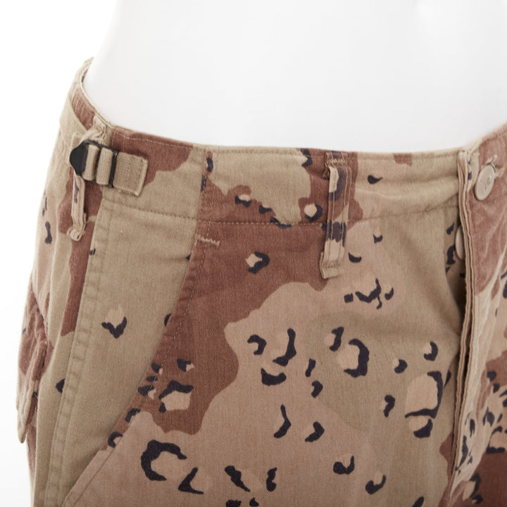 REDONE Desert Camo beige brown cotton blend camouflage cargo cropped pants S