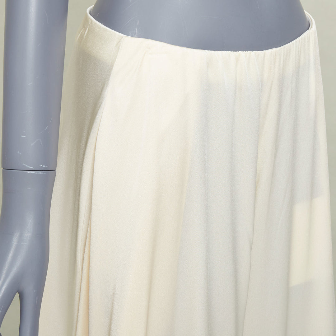 ROSETTA GETTY cream fluid satin woven palazzo utility wide leg pants US8 L
