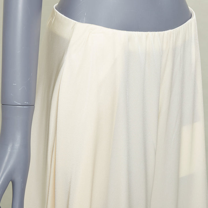 ROSETTA GETTY cream fluid satin woven palazzo utility wide leg pants US8 L