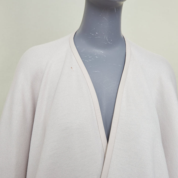 LORO PIANA 2021 cashmere silk blend leather trim button poncho cape coat